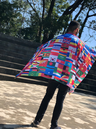 Bandera con países del mundo para misiones de culto 1,50 X 1,00