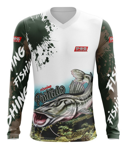 Camisa De Pesca Gola V Ref. 08 Estampa Pintado