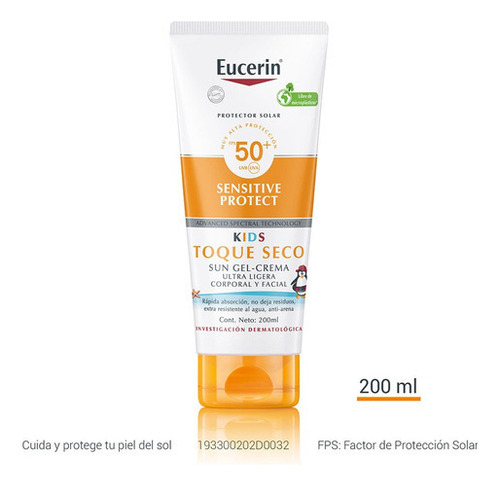 Eucerin Protector Solar Sun Kids Toque Seco Gel Crema 200ml