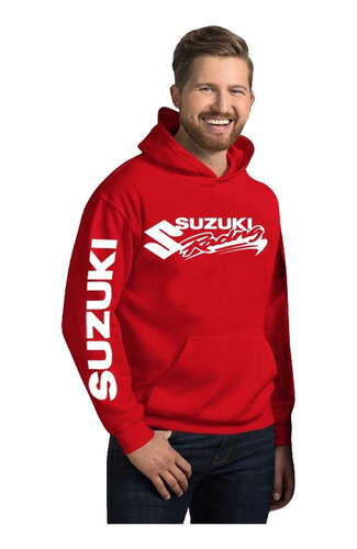 Poleron Suzuki Logo Pecho Mas Manga  Y Espalda