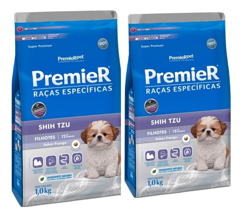 Kit 2 Ração Premier Shih Tzu Raça Específica Filhote 1 Kg 