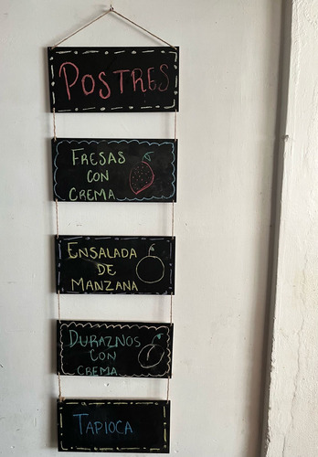 Pizarron Para Negocio O Publicidad Colgante 2 Piezas Negro