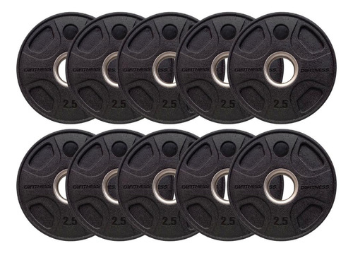 Kit 10 Anilhas Elite Emborrachada 4 Grips 2,5kg