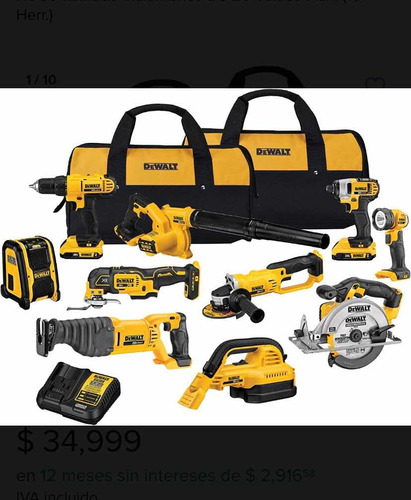 Kit Combinado De 10 Herramientas De 20v Max Dewalt Dck1020d2