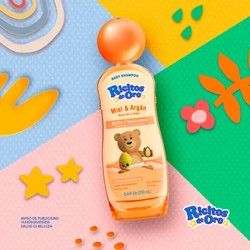 Shampoo Miel Y Argán Suaviza / Brillo 250ml Ricitos De Oro
