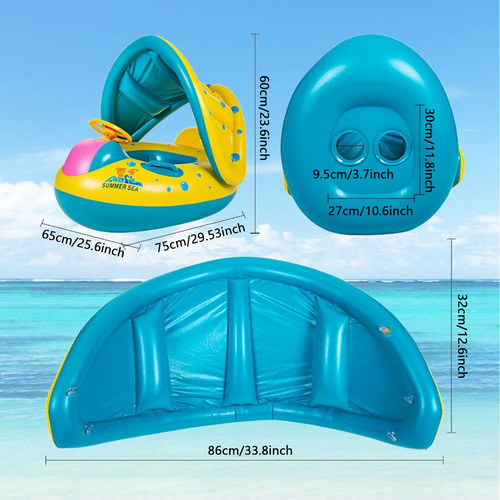 Flotador Inflable Infantil Con Sombrilla 60 Cm Pvc
