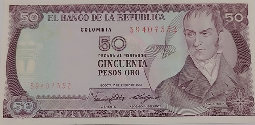 Billete 50 Pesos 1986