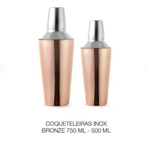 Imagem 4 de 6 de Coqueteleira Inox Bronze Caipirinha Bartender Bar 750ml