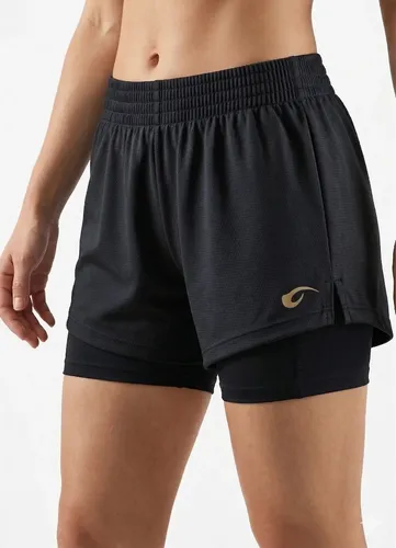 Short Duplo Feminino Academia Não Enrola Zero Transparência Preto Lisa Gg/46