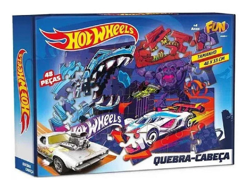 Brinquedo Quebra Cabeca Da Hot Wheels Fun 86891 48 Pecas