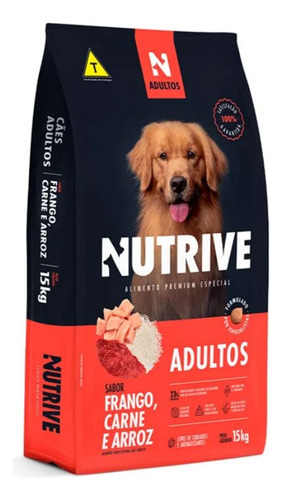 Ração Nutrive Cães Adultos Frango Carne e Arroz 15kg