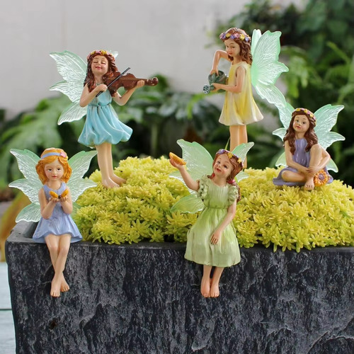 5 Figuras De Hadas De Resina Con Forma De Flor, Adorno De Ha