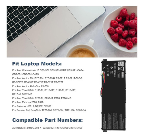 Ac14b8k Batería Para Portátil Acer Aspire R3-131t R5-471t Batería.