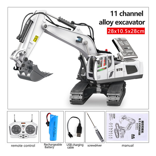 Excavadora De Juguete Rc Escala 1/20, 11 Canales, 2,4 G Mhz