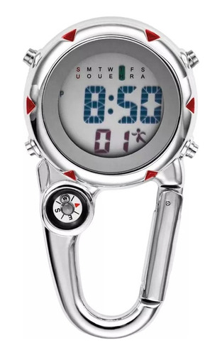 Reloj De Bolsillo Unisex Con Mosquetón Digital.