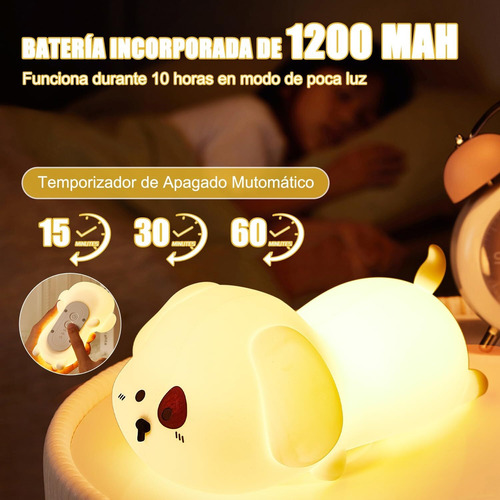 Luz De Noche Para Niños Cachorros Luz Nocturna Led 7 Colores