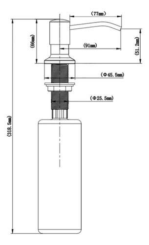 Dispenser Embutir Inox 500ml Detergente Cozinha Torneira