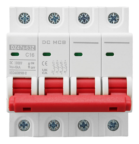 Disjuntor Miniatura Dc 4p Sistema Fotovoltaico Solar 16a Din