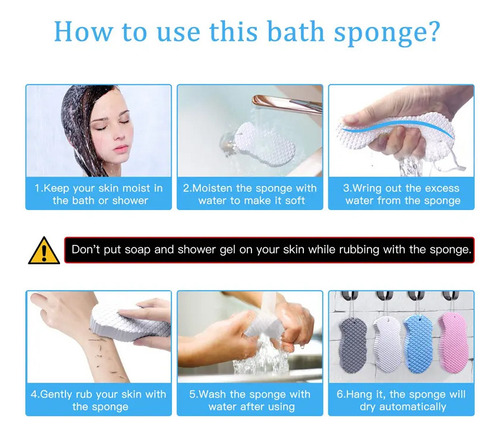 4 Esponja De Baño Corporal Exfoliante Cuerpo Mugre Piel