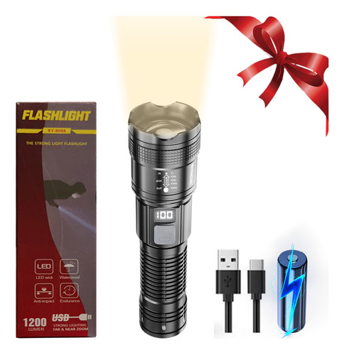 Linterna A Batería Q Lcd, Linterna Superbrillante Zoomab 250