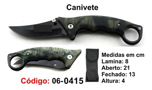 Canivete Karambit Lobo Tático Combate Camuflada
