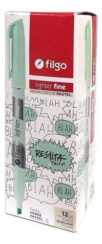 Resaltadores Filgo Lighter Fine Verde Pastel Caja X12