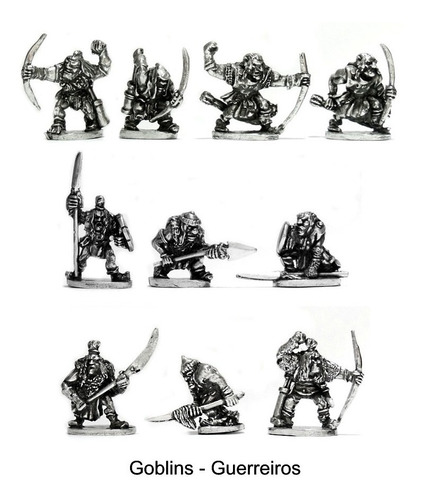 Lote Kit De 10 Miniaturas Rpg / D&d Goblins Guerreiros (Usado)