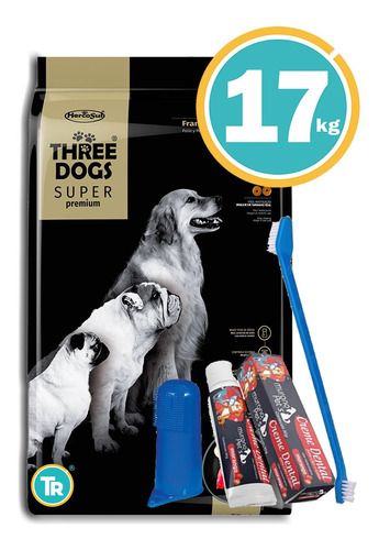 Imagen 1 de 4 de Racion Perro Three Dogs Premium Adultos Light + Regalos