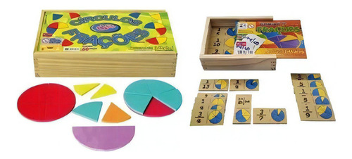 Juego de fracciones, círculos de fracciones y kit de dominó