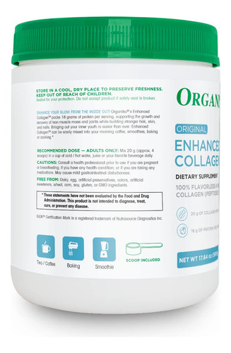 Peptídeos De Colágeno Proteína Em Pó Organika Enhanced 500ml