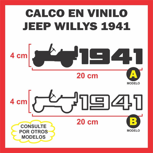Calco Vinilo Jeep Willys 1941 Emblema Renegade Cherokee 