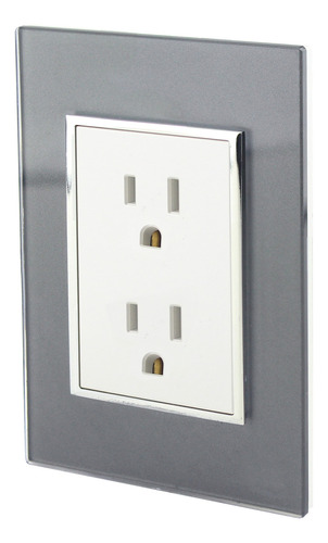 Contacto Doble Con Placa Sanelec Linea Toscana Color Negro