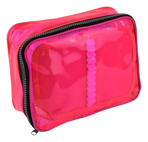 Estojo Box Escolar 1 Zíper Liso Color 100 Pens Cor Rosa Cristal