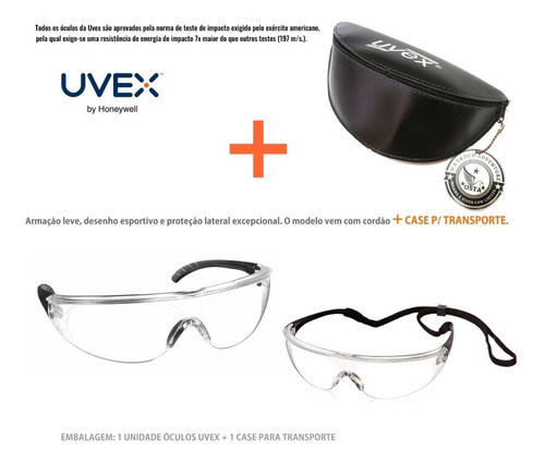 Óculos Uvex Proteção Milen Antiembaçante Antirrisco Com Case