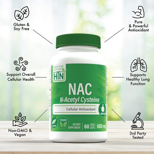 Nac 600mg N-acetyl Cysteine 60 Vegecaps Non Gmo Htn0661