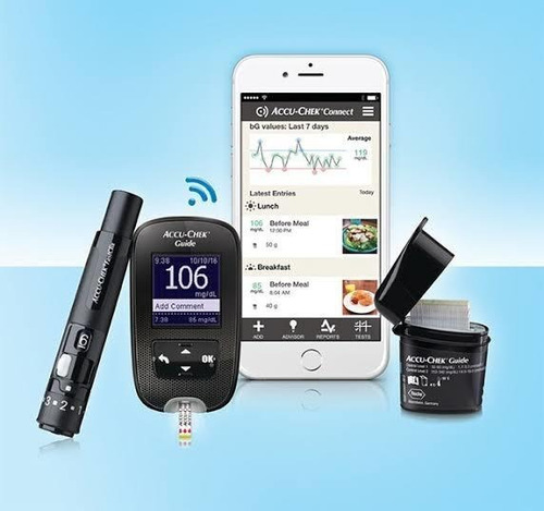 Imagen 2 de 5 de Glucometros Accu-chek Guide 60 Tiras Y 210 Lancetas