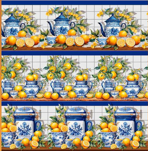 Tricoline Digital Barrado Bom Sabor Lemon Pepper 55 X 150 Cm