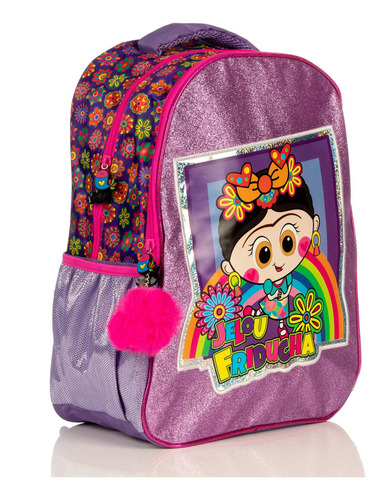 Mochila Friducha Diamond Color Rosa Diseño de la tela PU iridiscente transparente