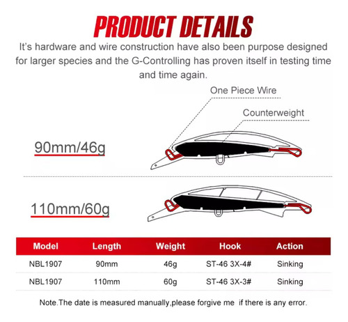 Señuelo Noeby Flying Fish Long Casting 46g/9cms Sinking S3d
