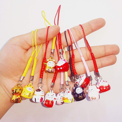 Eatingbiting 12 Llaveros Con Forma De Gato Y Maneki Neko Con