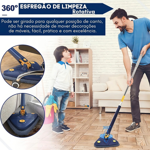 Esfregao Triangular Mop Limpeza Vassoura Mágica 360 Rotativa Cor Branco