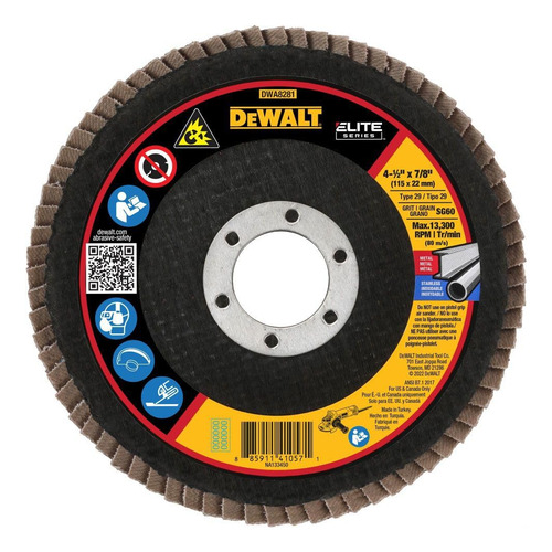 Disco De Solapa Dewalt Dwa8281, 60 G, T29 Xp, Cerámica, 115