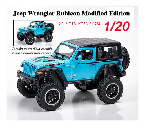 Jeep Wrangler Rubicon Miniatura Metal Coche Con Luz Y Sonido