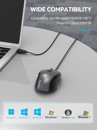 Ratón Con Cable De Tecknet, Mouse De Computadora Con Cable U