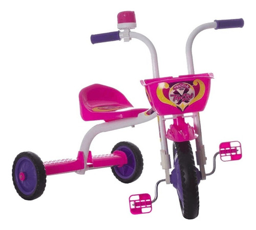 Triciclo Menina Feminino Girls Ultra Bikes Top Girl branco e rosa