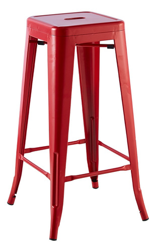 Banqueta Alta Tolix Sin Respaldo Industrial Rojo Mate