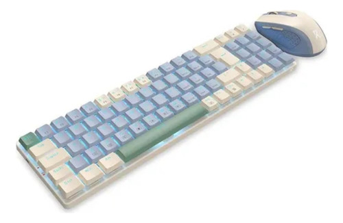 Kit Teclado+mouse Redragon Bs-8772 Retroiluminado Azul.nuevo Crema