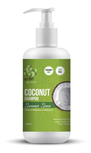 Shampoo De Óleo De Coco Orgânico, Vegano. No Frizz 250ml