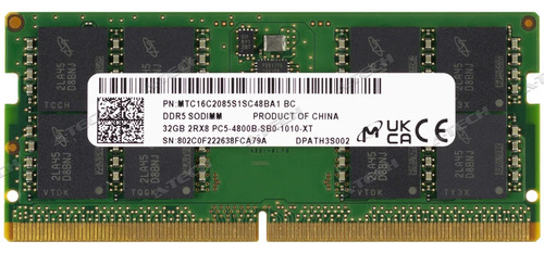 Memória Notebook 32gb Micron Ddr5 4800mhz Mtc16c2085s1sc48ba