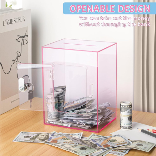 Hucha Transparente Para Adultos Y Niños, Hucha Acrílica G...